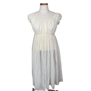 Barbizon Vintage MCM Bridal Cottage Coquette Airess Slip Pegnair Pleated Lace 12